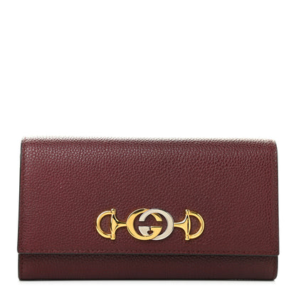 Gucci Grainy Calfskin Zumi Continental Wallet Vintage Bordeaux 1 of 7