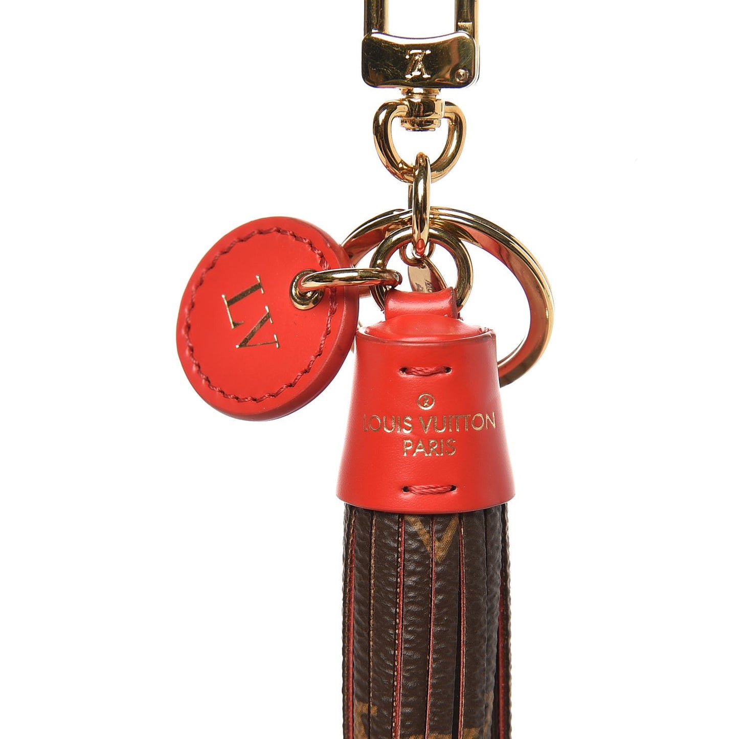 Monogram Tassel Bag Charm Red