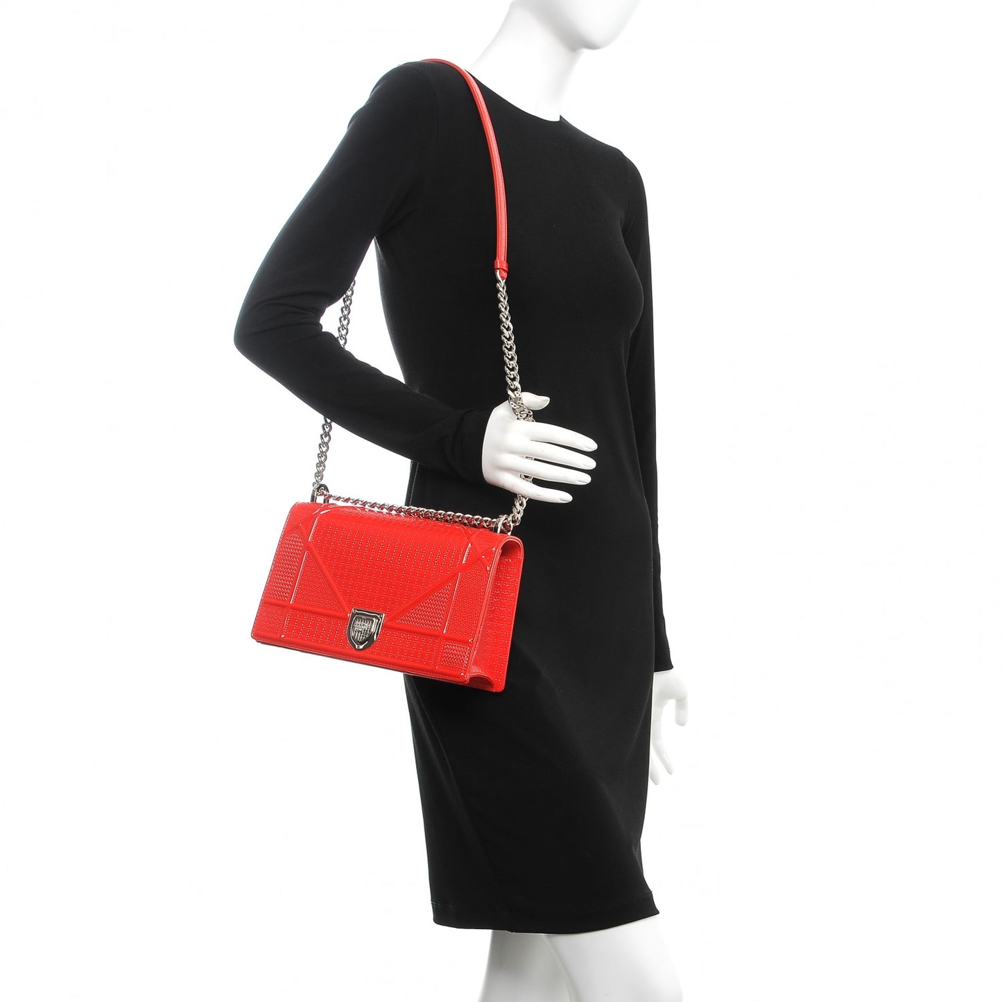 Patent Micro-Cannage Medium Diorama Flap Bag Red