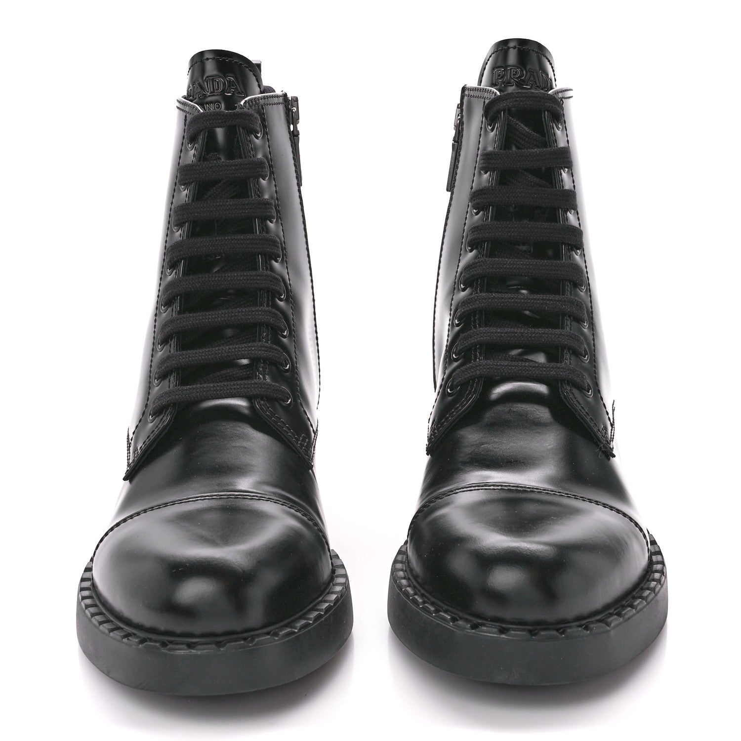 Prada Spazzolato Chocolate 50mm Combat Boots 40 Black 2 of 11