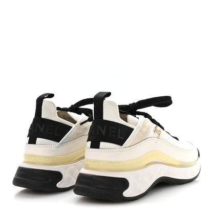 Chanel Velvet Calfskin Mixed Fibers CC Sneakers 39 Ivory Black 5 of 7