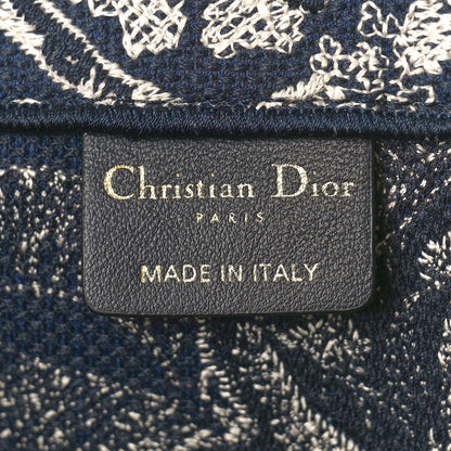 Christian Dior Canvas Embroidered Large Dioriviera Toile De Jouy Reverse Book Tote Blue 6 of 13