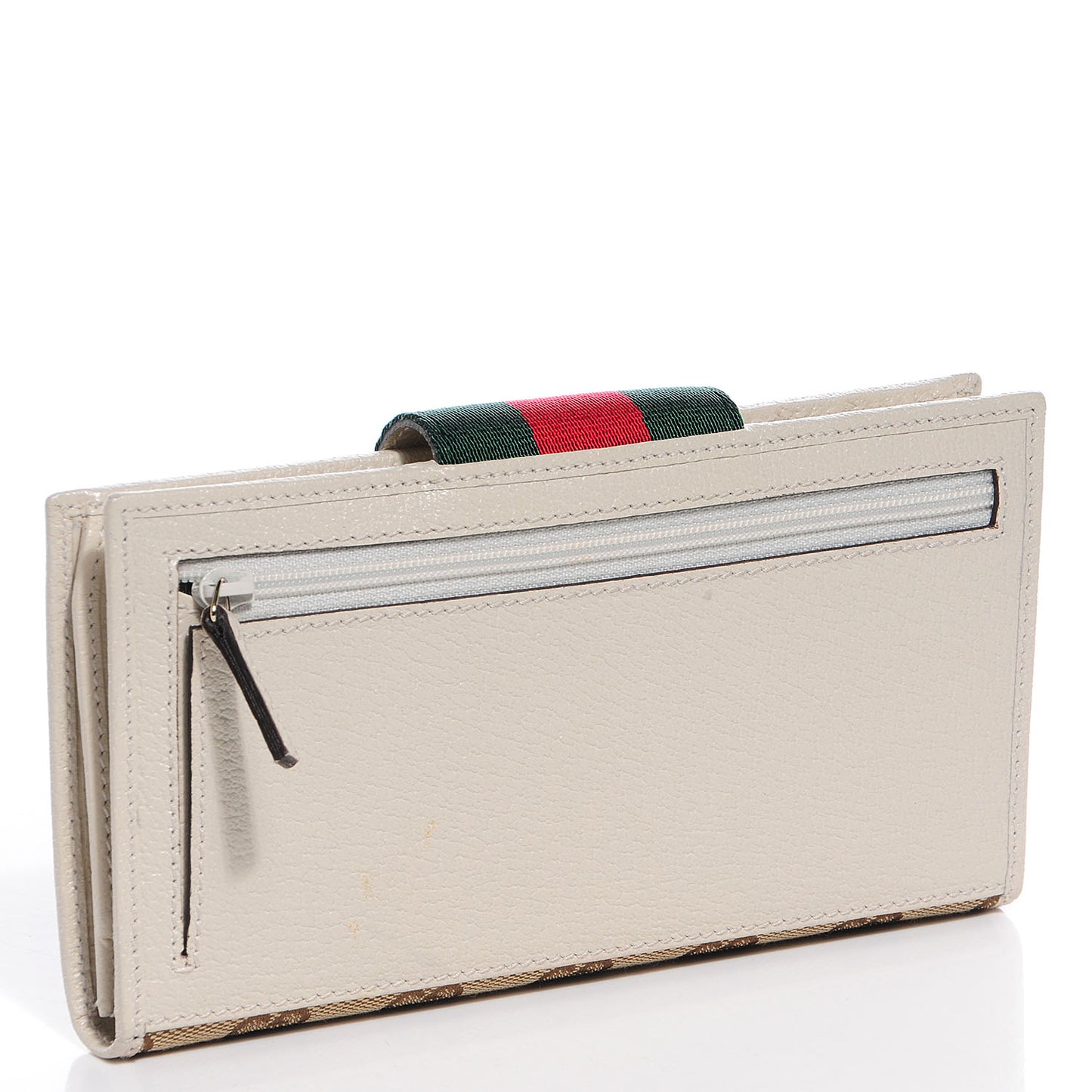 Monogram Calfskin Ladies Web Continental Wallet Beige Ebony Off White