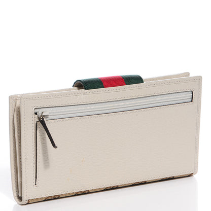 Gucci Monogram Calfskin Ladies Web Continental Wallet Beige Ebony Off White 3 of 8