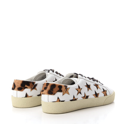Saint Laurent Calfskin Pony Hair Star Court Sneakers 40 White 4 of 9