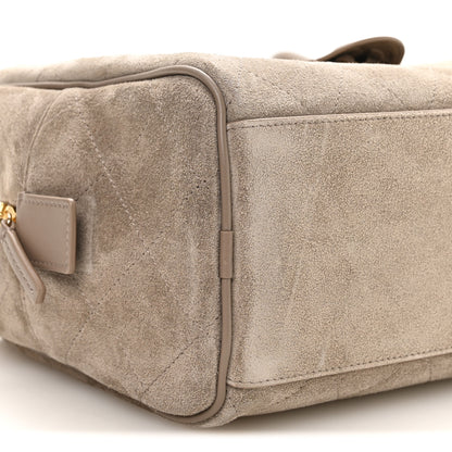 Chanel Suede Calfskin Large Perfect Bowling Bag Dark Beige 9 of 11