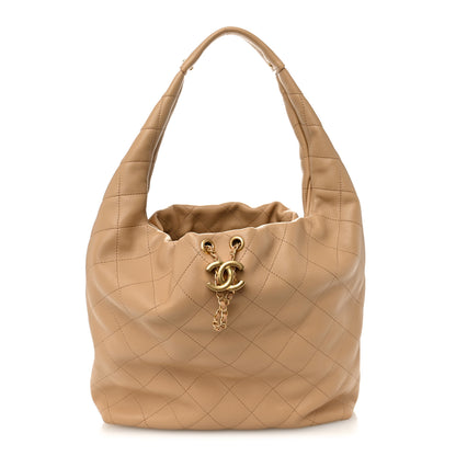 Chanel Calfskin Quilted Small Maxi Hobo Beige 1 of 10