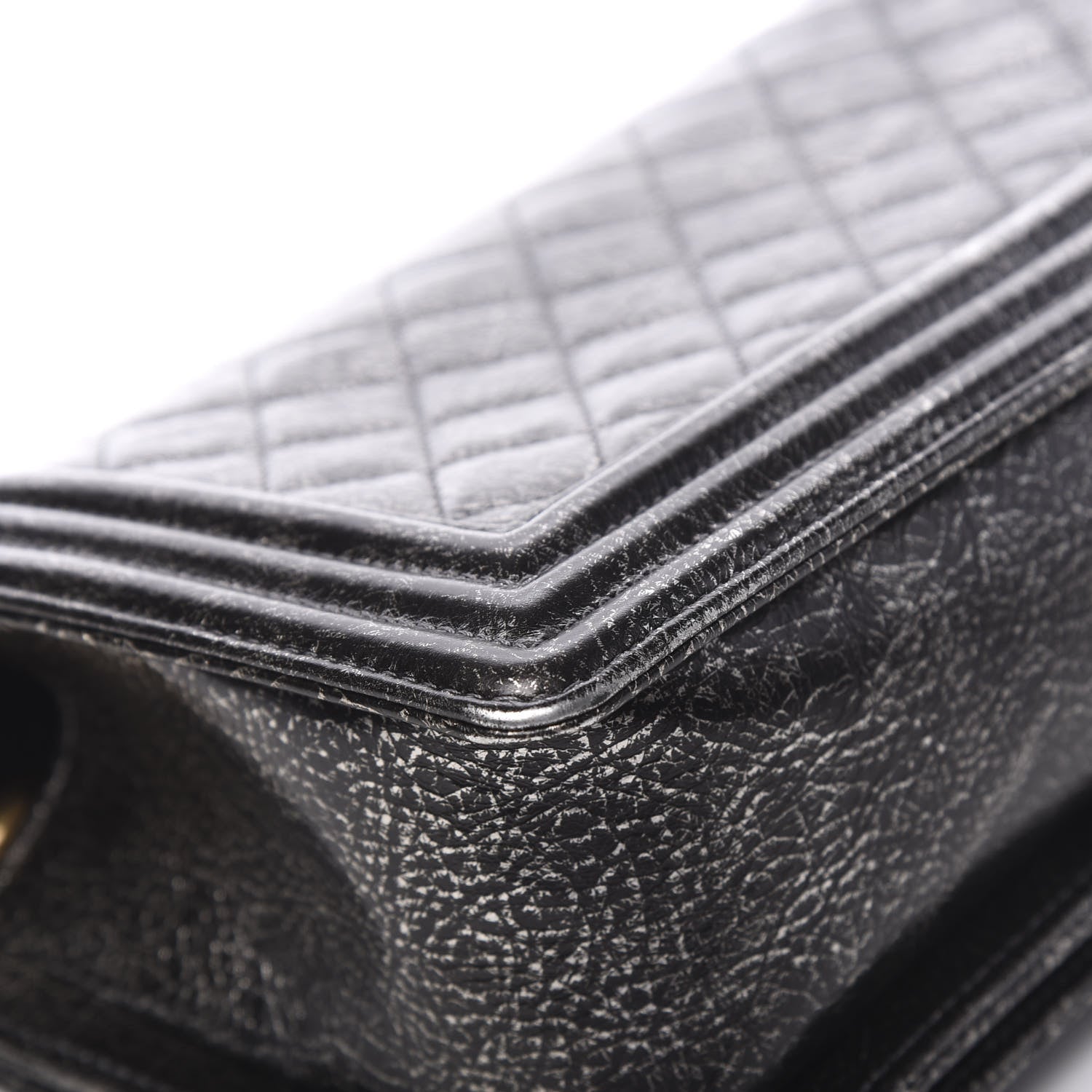 Chanel Cracked Metallic Calfskin Quilted Medium Boy Flap Dark Silver 9 of 16