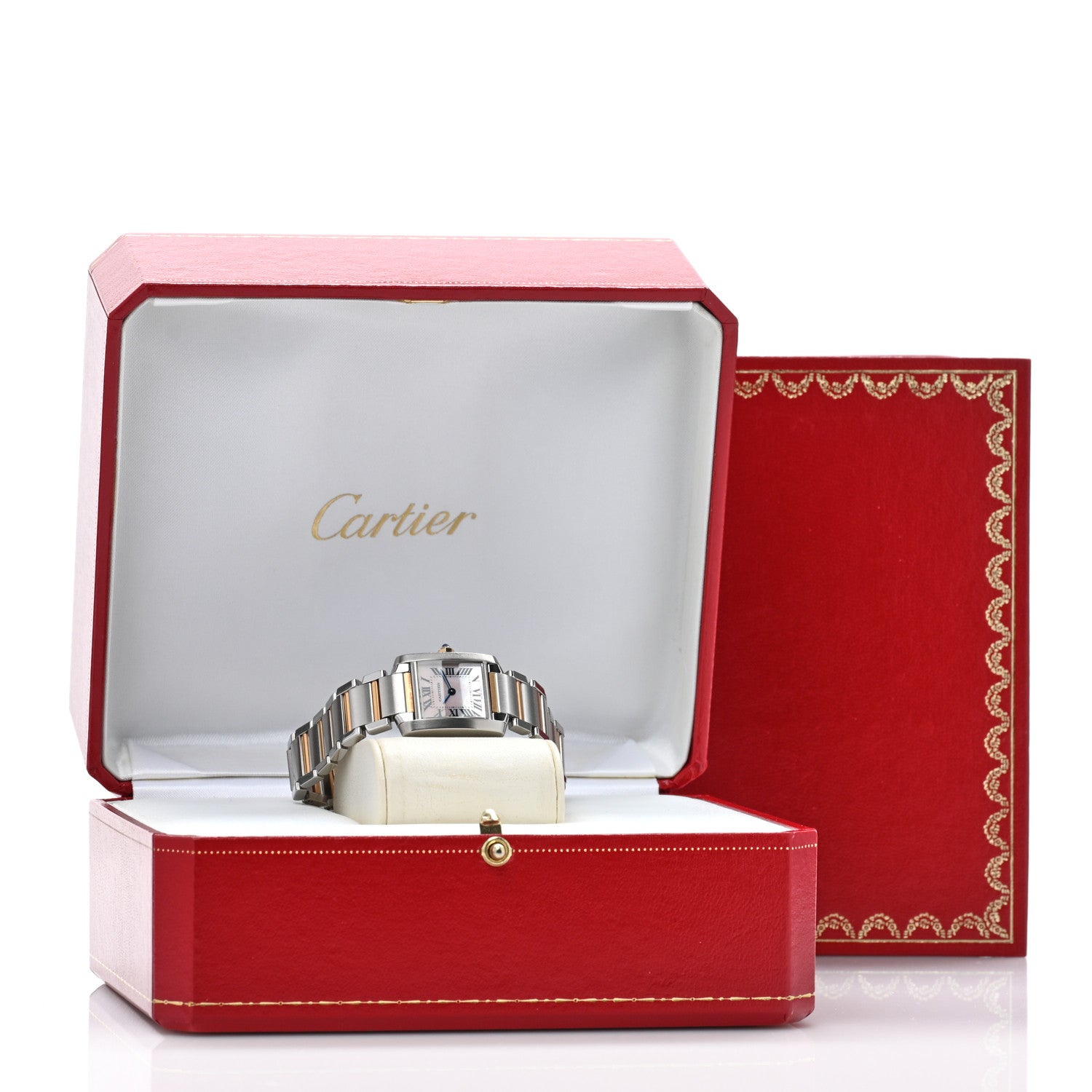 Cartier Stainless Steel 18K Pink Gold Mother of Pearl 20mm Tank Francaise Quartz Watch 5 of 5
