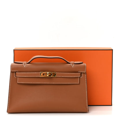 Hermes Swift Kelly Pochette Clutch Gold 7 of 7