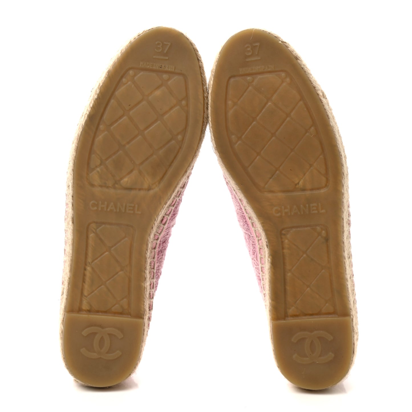 Tweed Patent CC Espadrilles 37 Pink Black