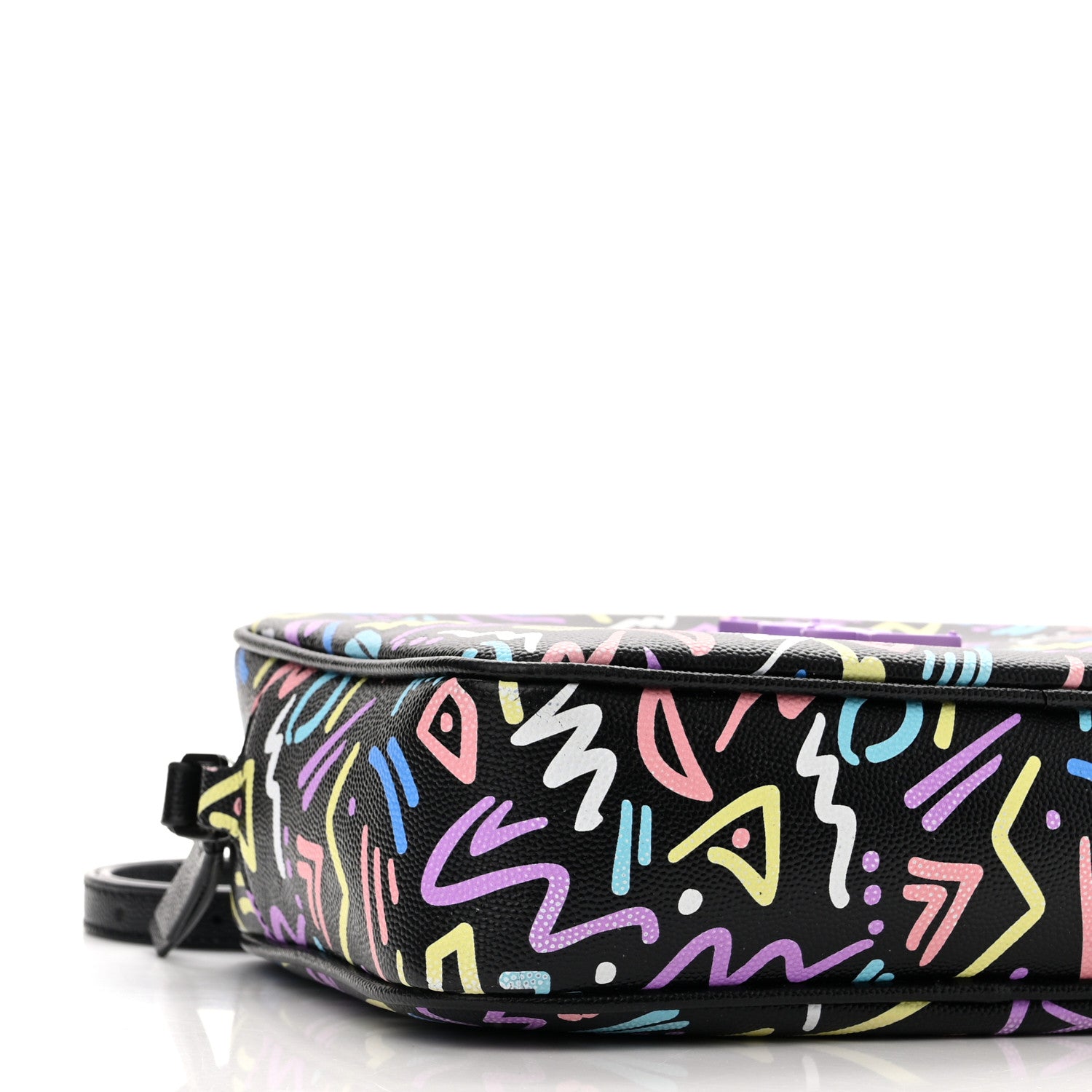 Saint Laurent Grain De Poudre Medium Classic Monogram Multicolor Graphic Print Lou Camera Bag Black 11 of 12