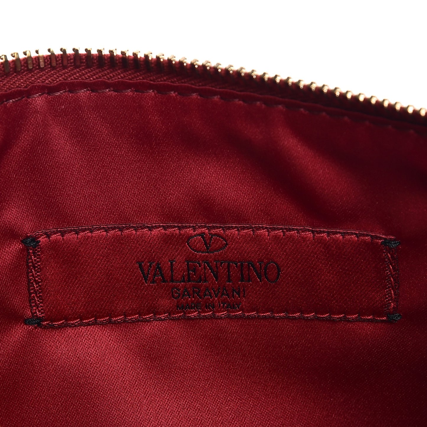 Vitello Medium Rockstud Zip Pouch Scarlet