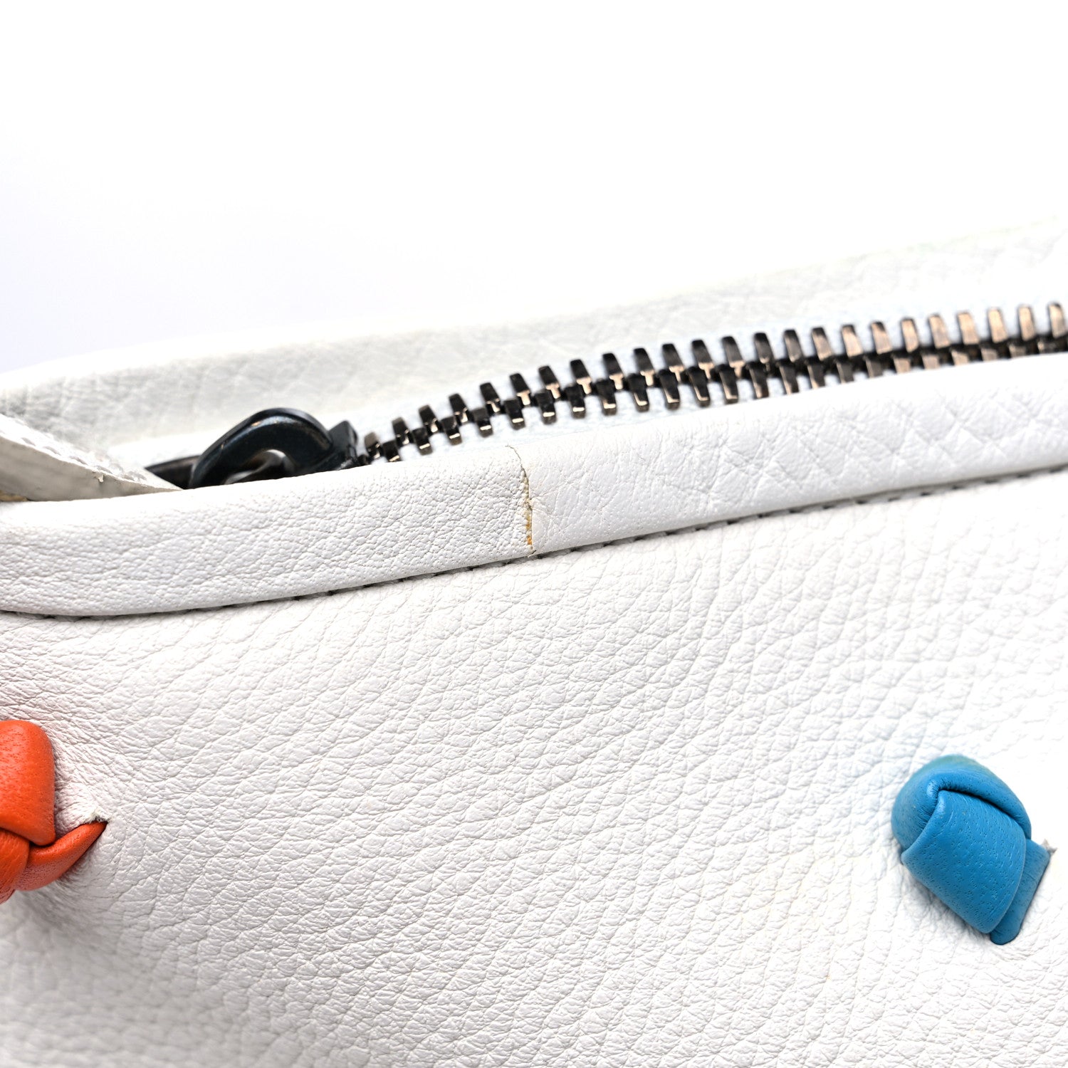 Bottega Veneta Grainy Calfskin Knot Detailed Polka Dot Tote White Multicolor 16 of 16