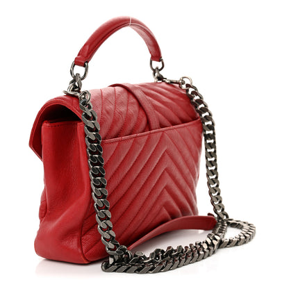 Saint Laurent Sheepskin Matelasse Chevron Monogram Medium College Bag Rouge 3 of 16