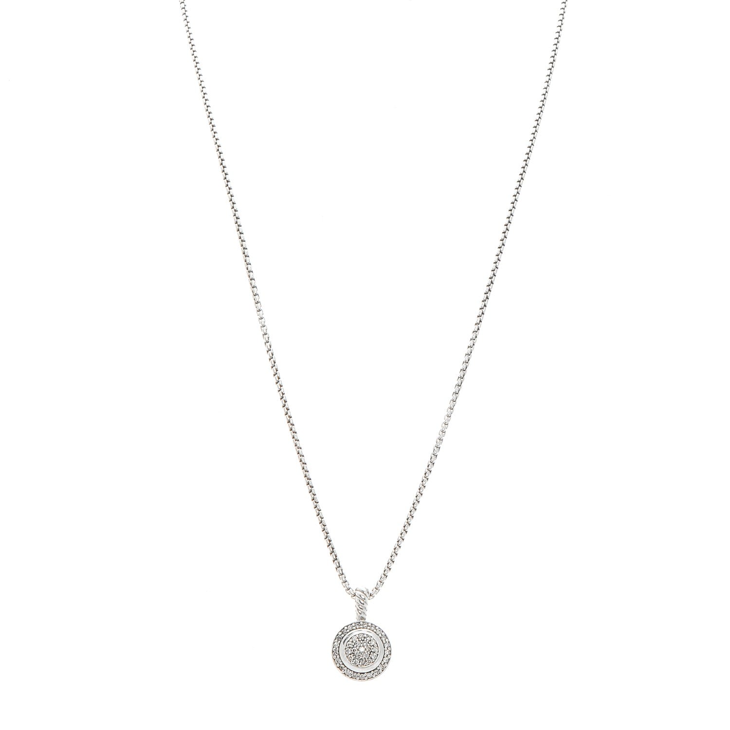 David Yurman Sterling Silver Diamond 8mm Petite Round Necklace 1 of 6