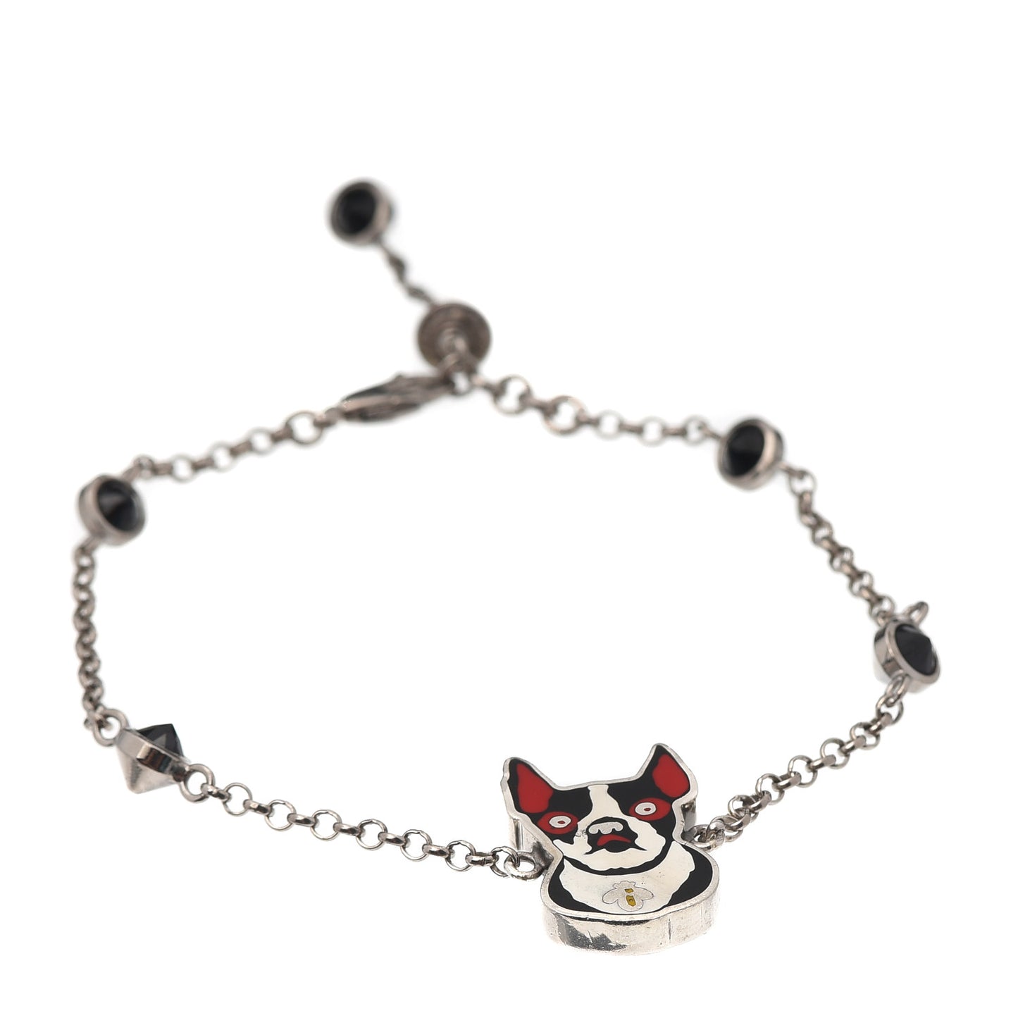 Sterling Silver Black Spinel Enamel Orso Bracelet
