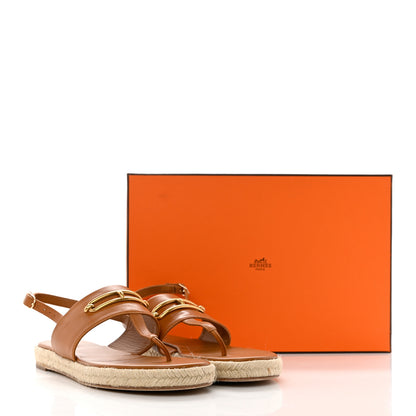 Hermes Goatskin Eloise Espadrille Sandals 38 Beige Doré 11 of 11