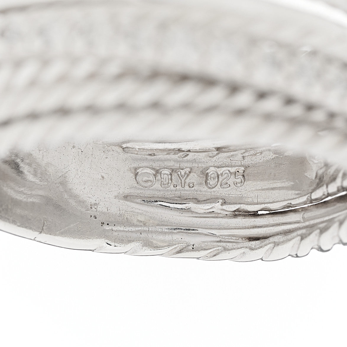 David Yurman Sterling Silver Diamond 11mm Wide Crossover Cable Ring 55 7.25 3 of 4