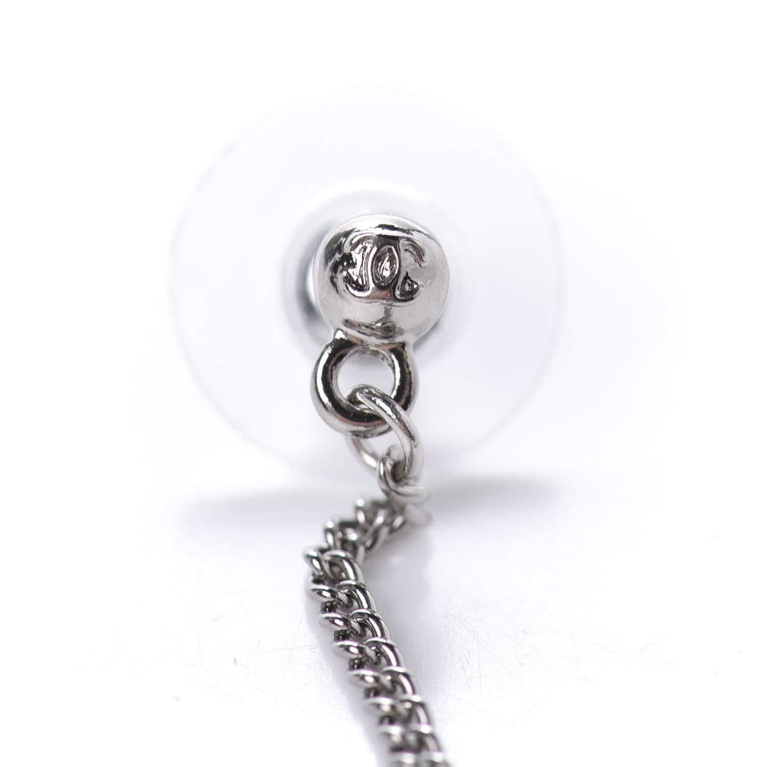 Chanel Baguette Crystal CC Drop Earrings Silver 4 of 5