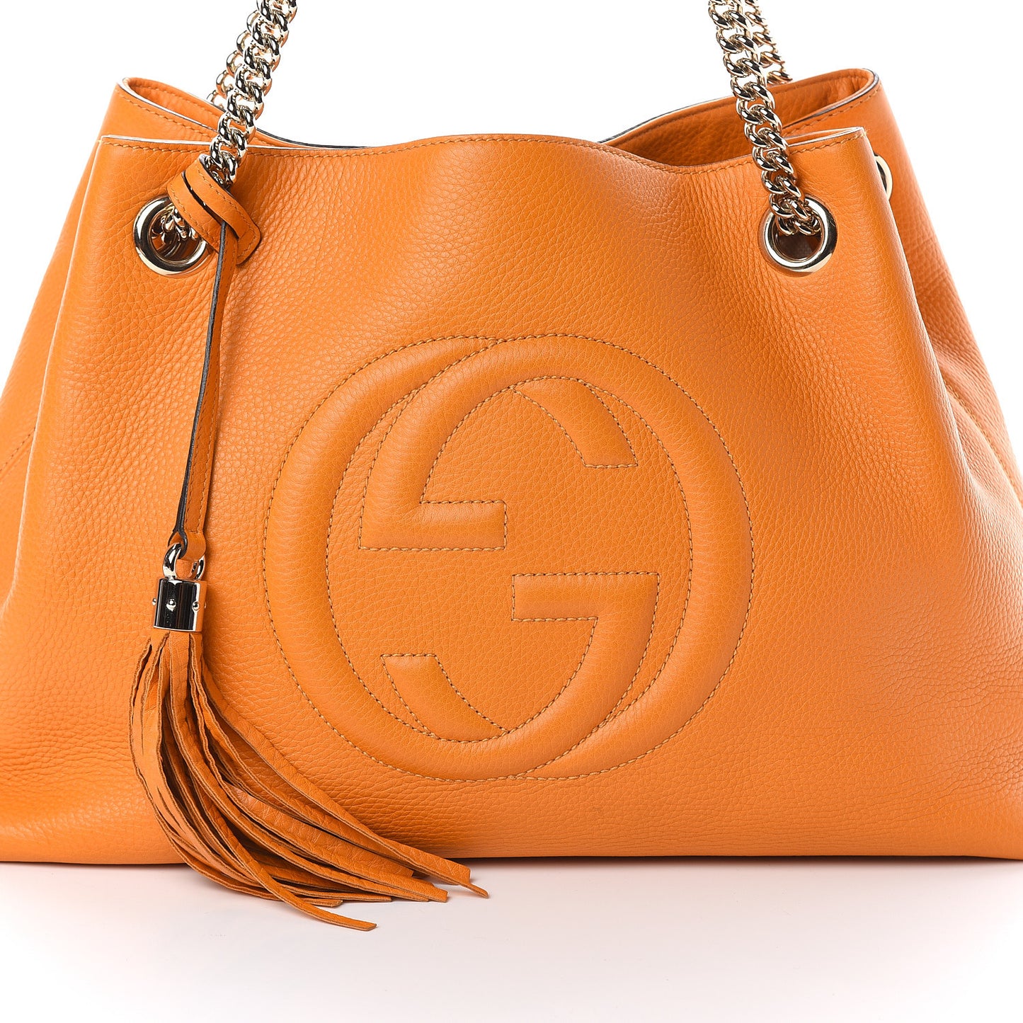 Pebbled Calfskin Medium Soho Chain Shoulder Bag Curcuma
