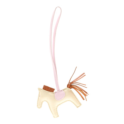 Hermes Milo Lambskin Grigri Rodeo Horse Bag Charm PM Craie Gold Mauve Pale 1 of 7