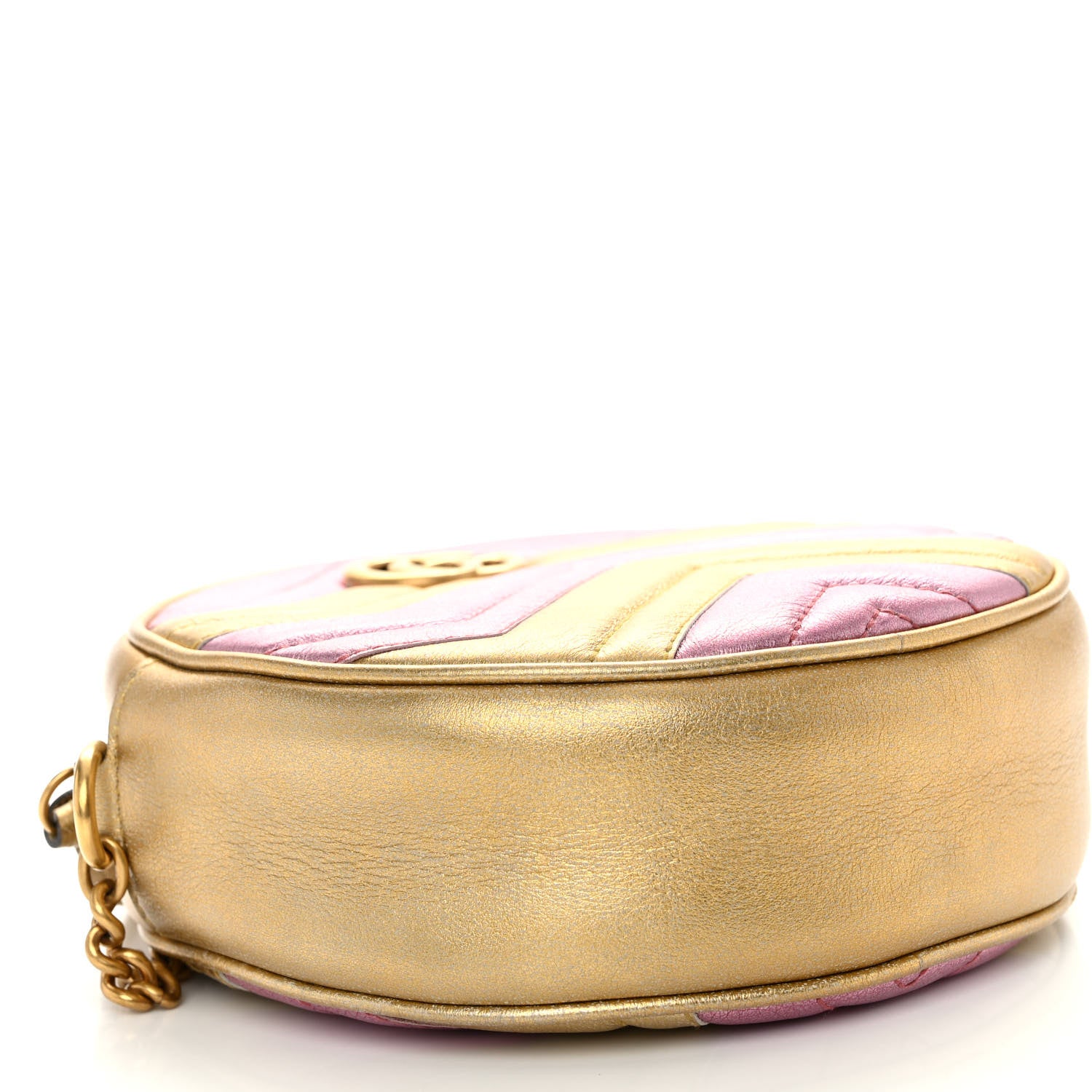 Gucci Metallic Nappa Matelasse Heart Mini GG Marmont Round Shoulder Bag Oro Vecchio Rosa 9 of 11