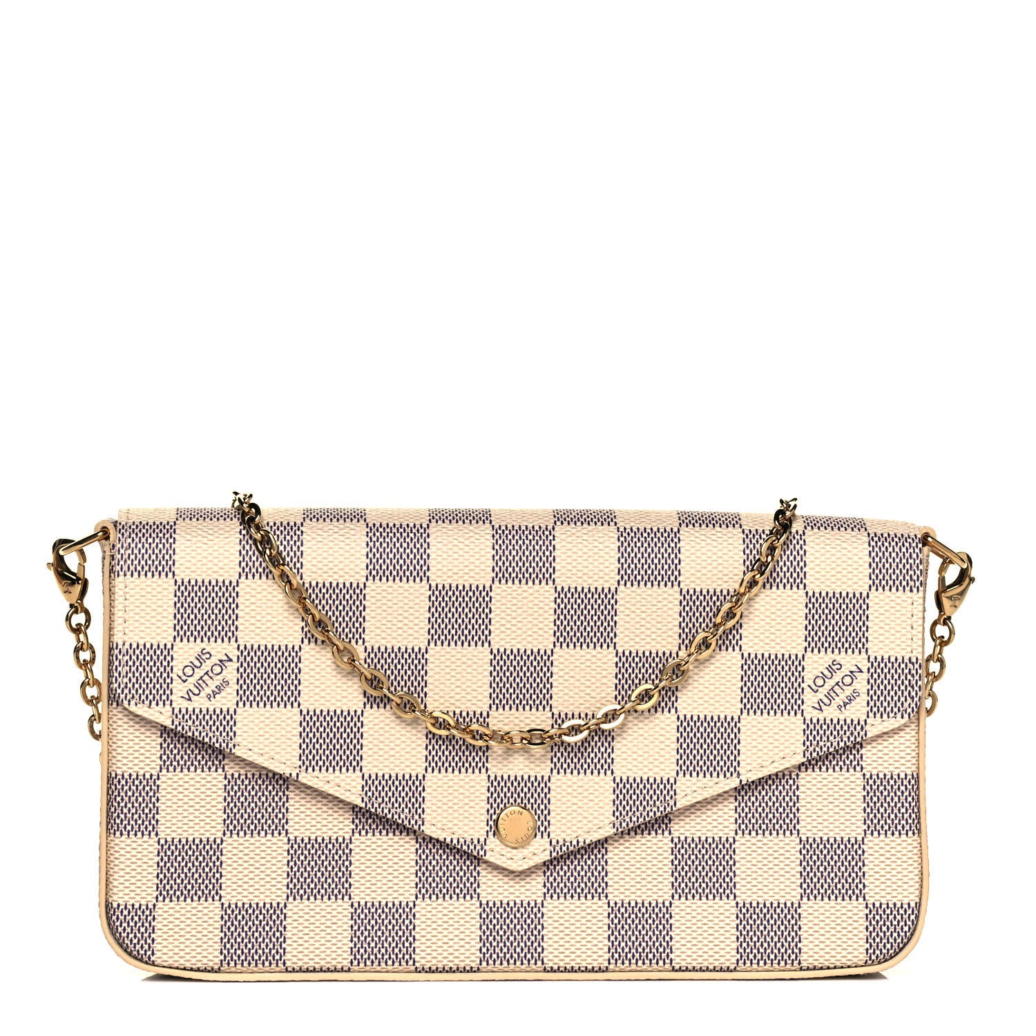 Louis Vuitton Damier Azur Pochette Felicie Chain Wallet Rose Ballerine 1 of 9