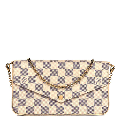 Louis Vuitton Damier Azur Pochette Felicie Chain Wallet Rose Ballerine 1 of 9