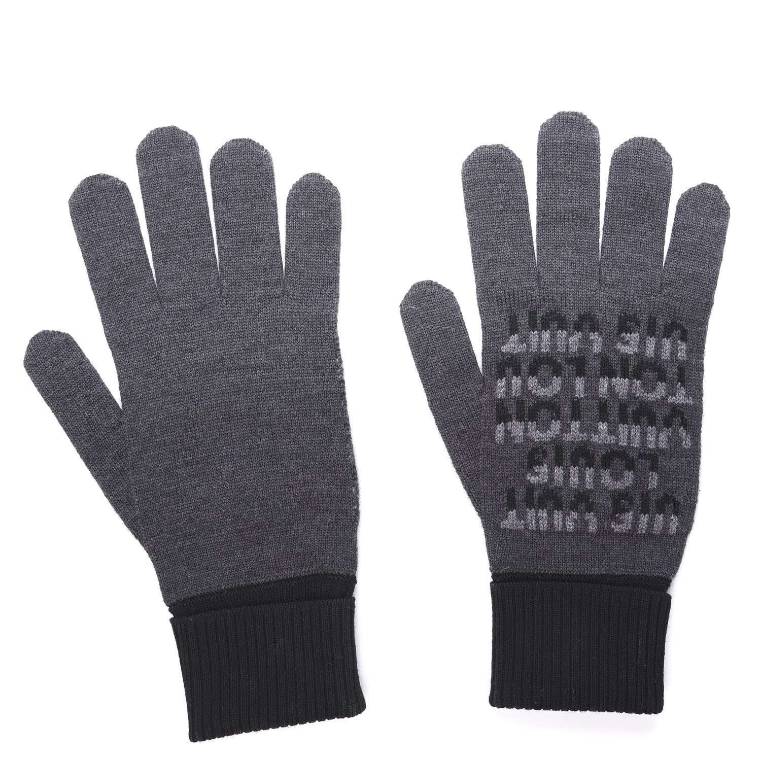 Louis Vuitton Wool Logo Gloves Grey 2 of 4