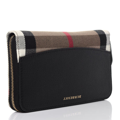 Burberry Calfskin House Check Elmore Zip Around Wallet Black 3 of 11