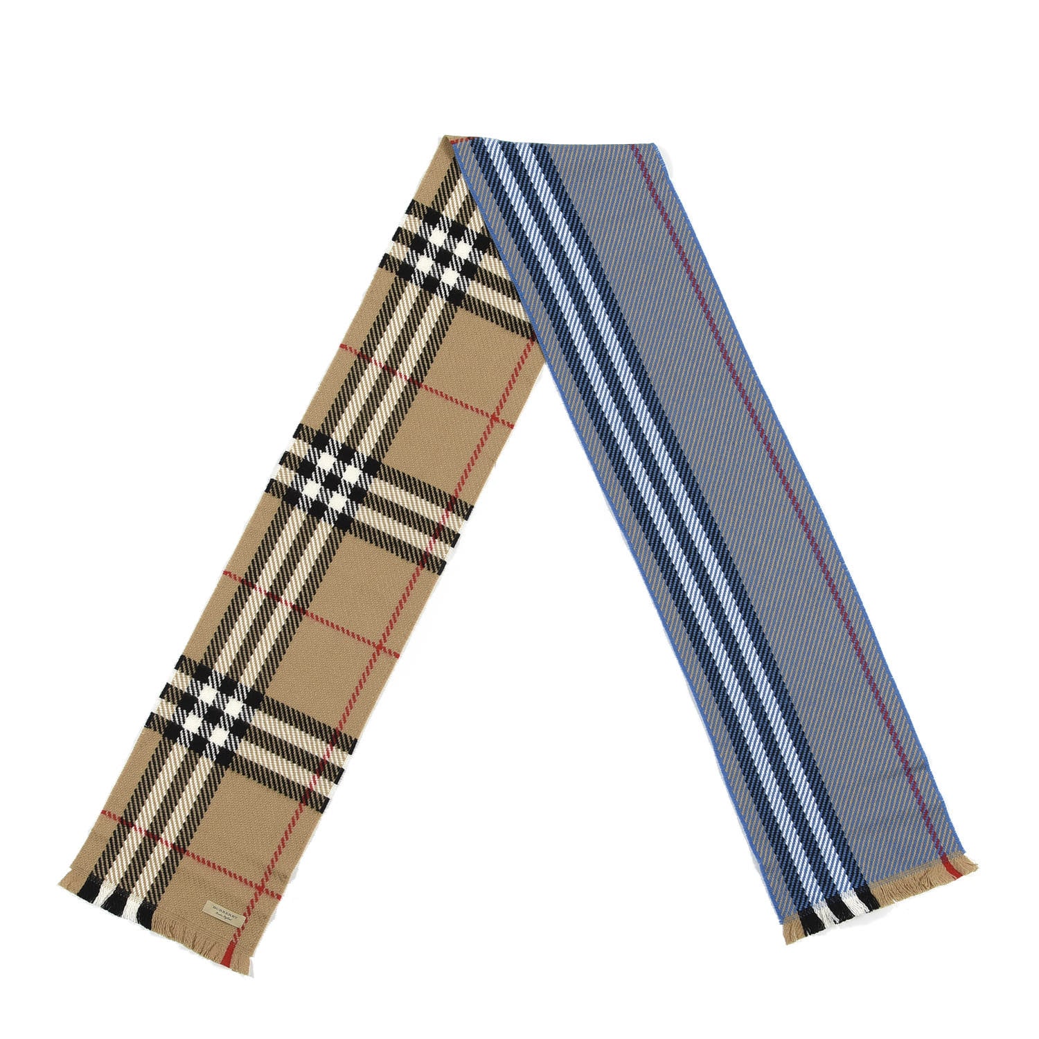 Burberry Wool Giant Check Color Block Scarf Bright Hydrangea Blue 2 of 3