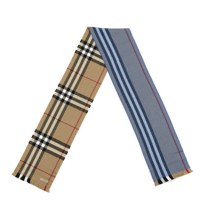 Burberry Wool Giant Check Color Block Scarf Bright Hydrangea Blue 2 of 3