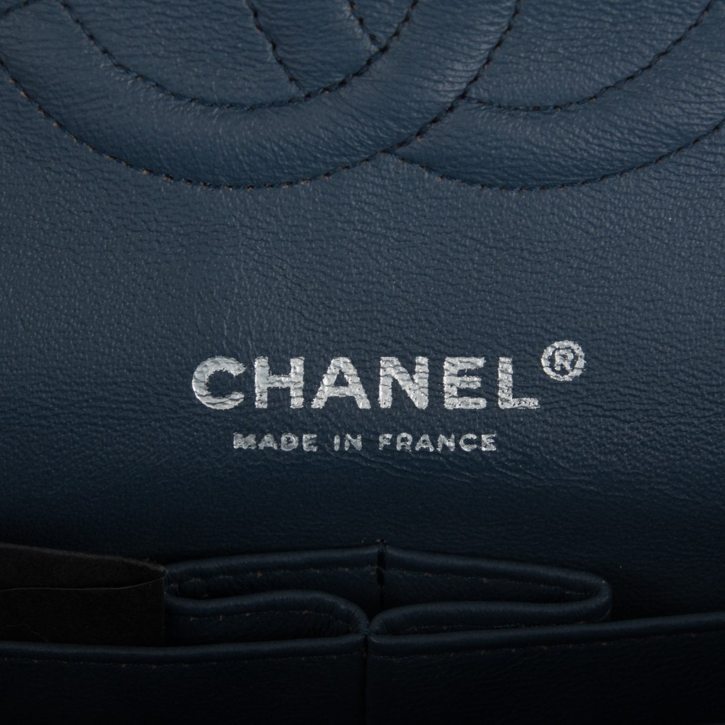 Lambskin Quilted Medium Double Flap Dark Blue