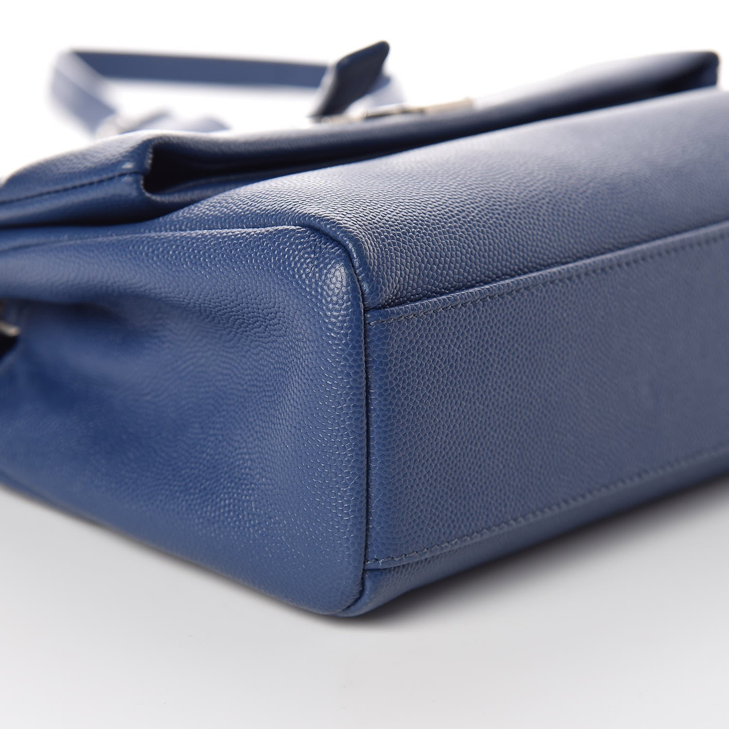 Saint Laurent Grain De Poudre Small West Hollywood Monogram Fold-Over Bag Denim 8 of 9