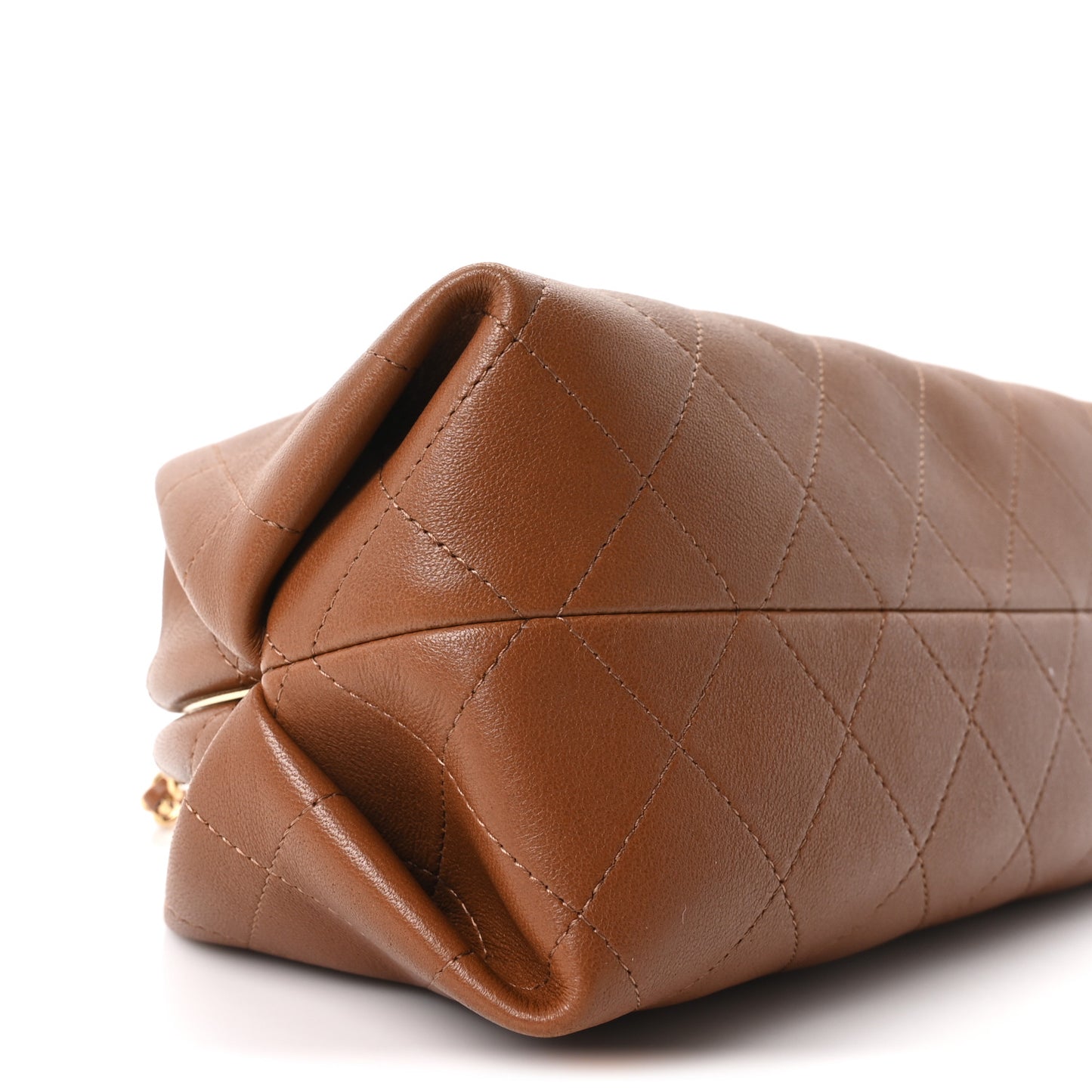 Lambskin Quilted Clutch With Chain Brown