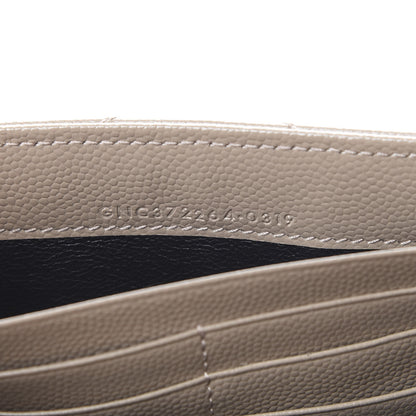 Saint Laurent Grain De Poudre Matelasse Chevron Monogram Flap Wallet Dusty Grey 6 of 6