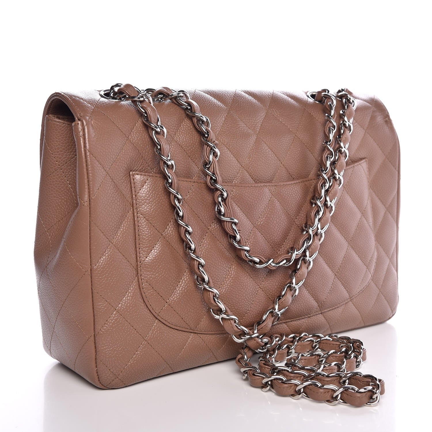 Chanel Caviar Quilted Jumbo Single Flap Dark Beige 4 of 9