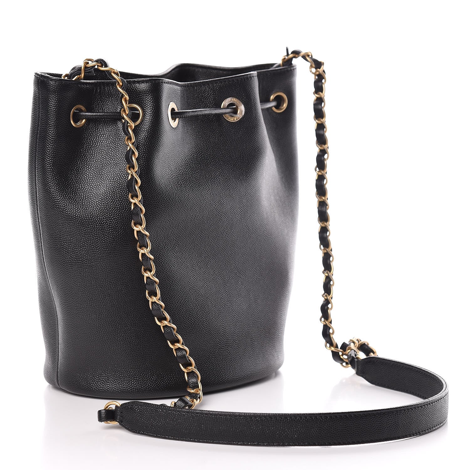 Chanel Caviar Deauville Drawstring Bucket Bag Black 3 of 10