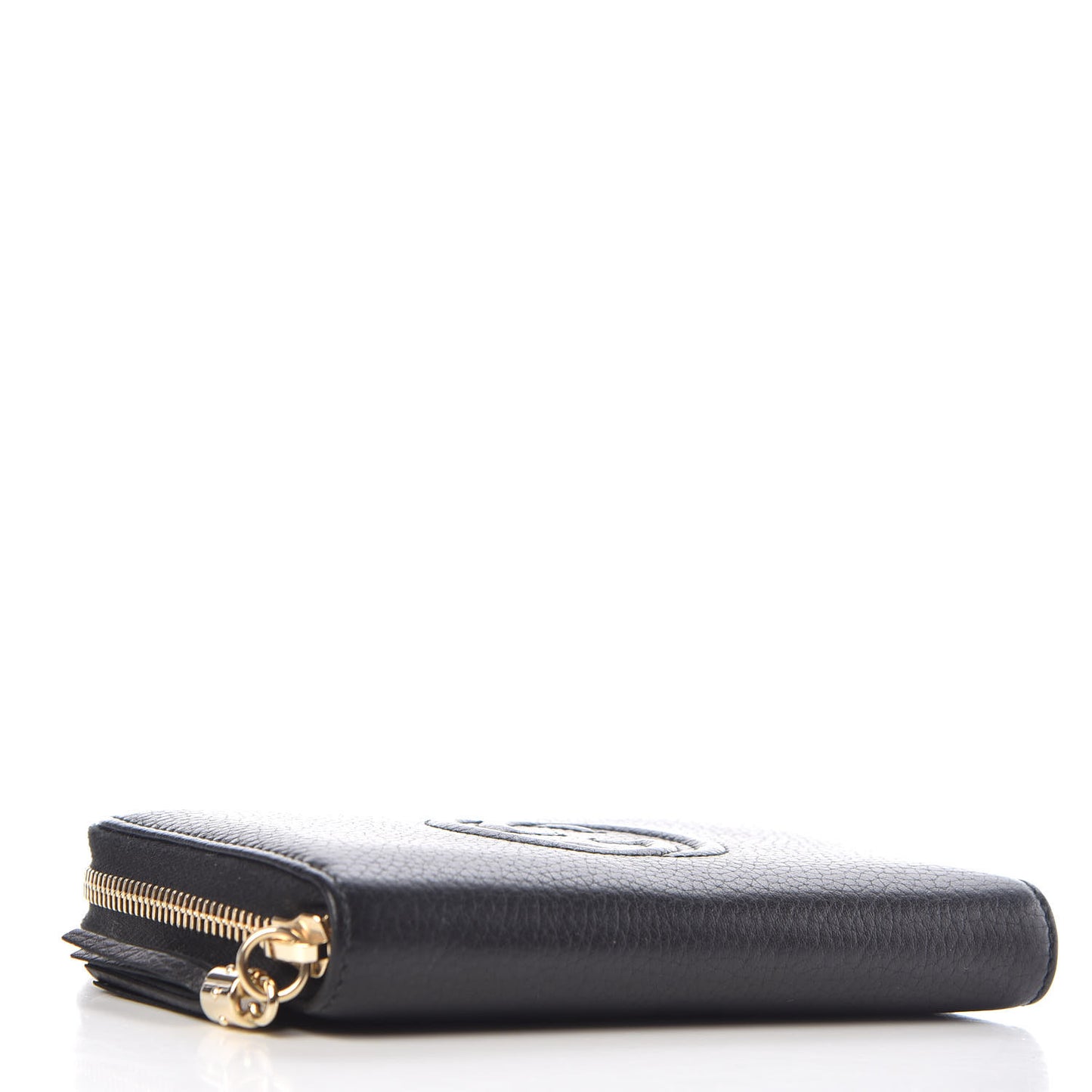 Pebbled Calfskin Medium Soho Zip Around Wallet Black