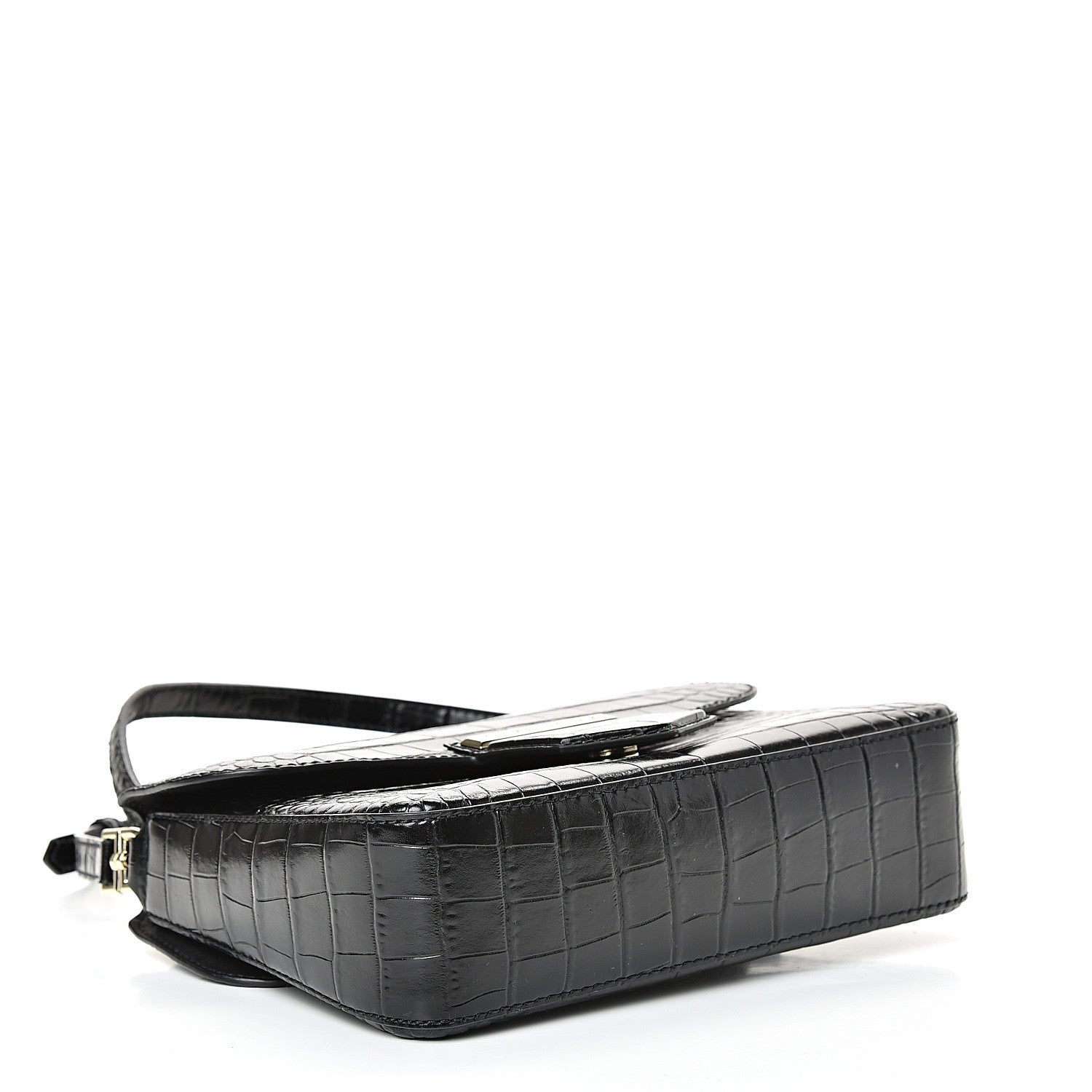 Givenchy Calfskin Crocodile Embossed Small Nobile Shoulder Bag Black 3 of 12