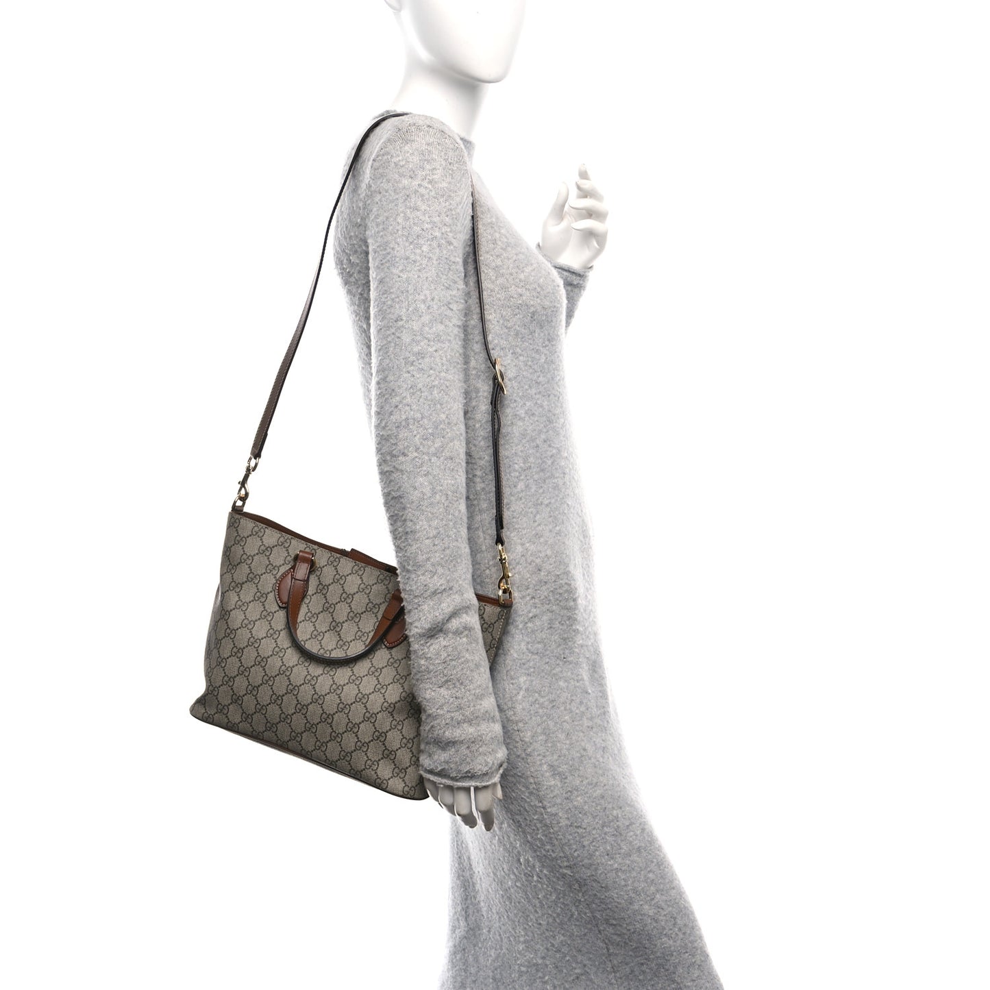 Soft GG Supreme Monogram Small Crossbody Tote Beige Cuir