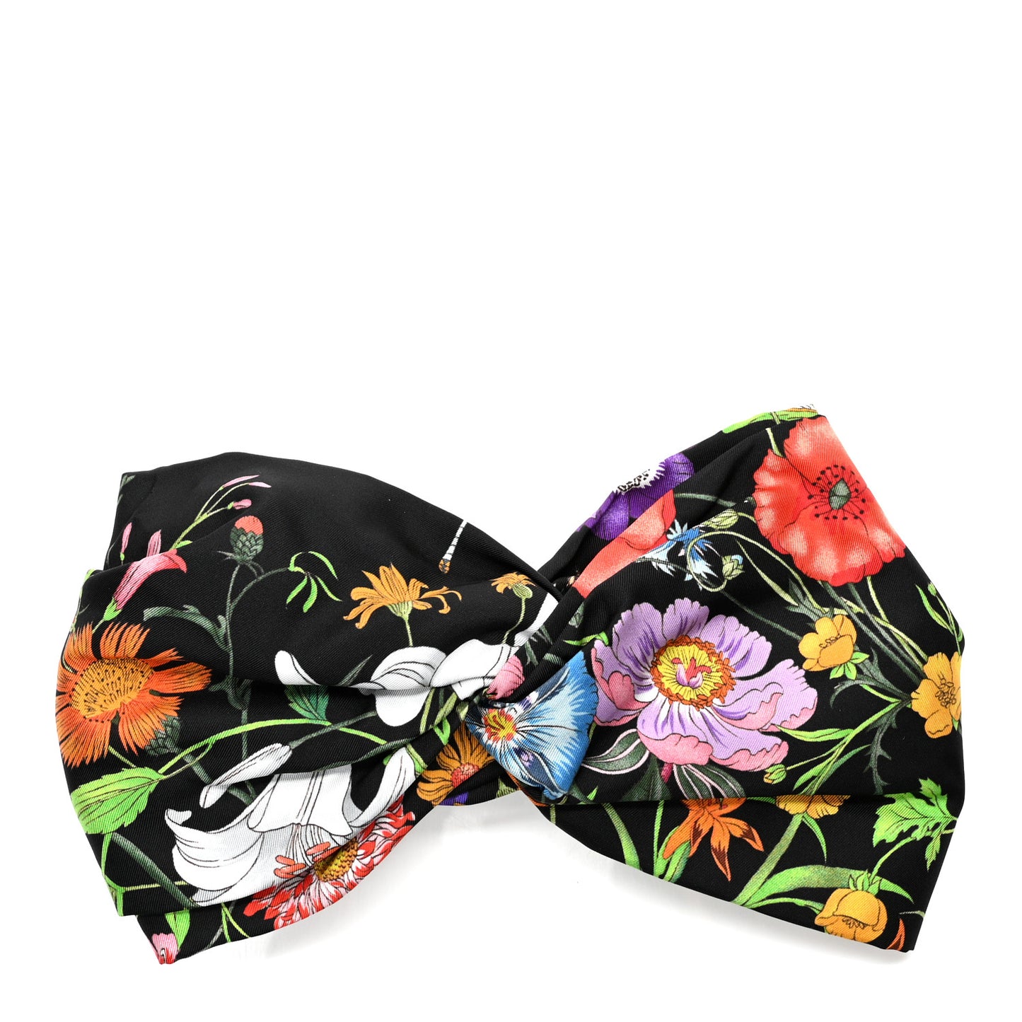 Silk Monogram Flora Print Headband M Black