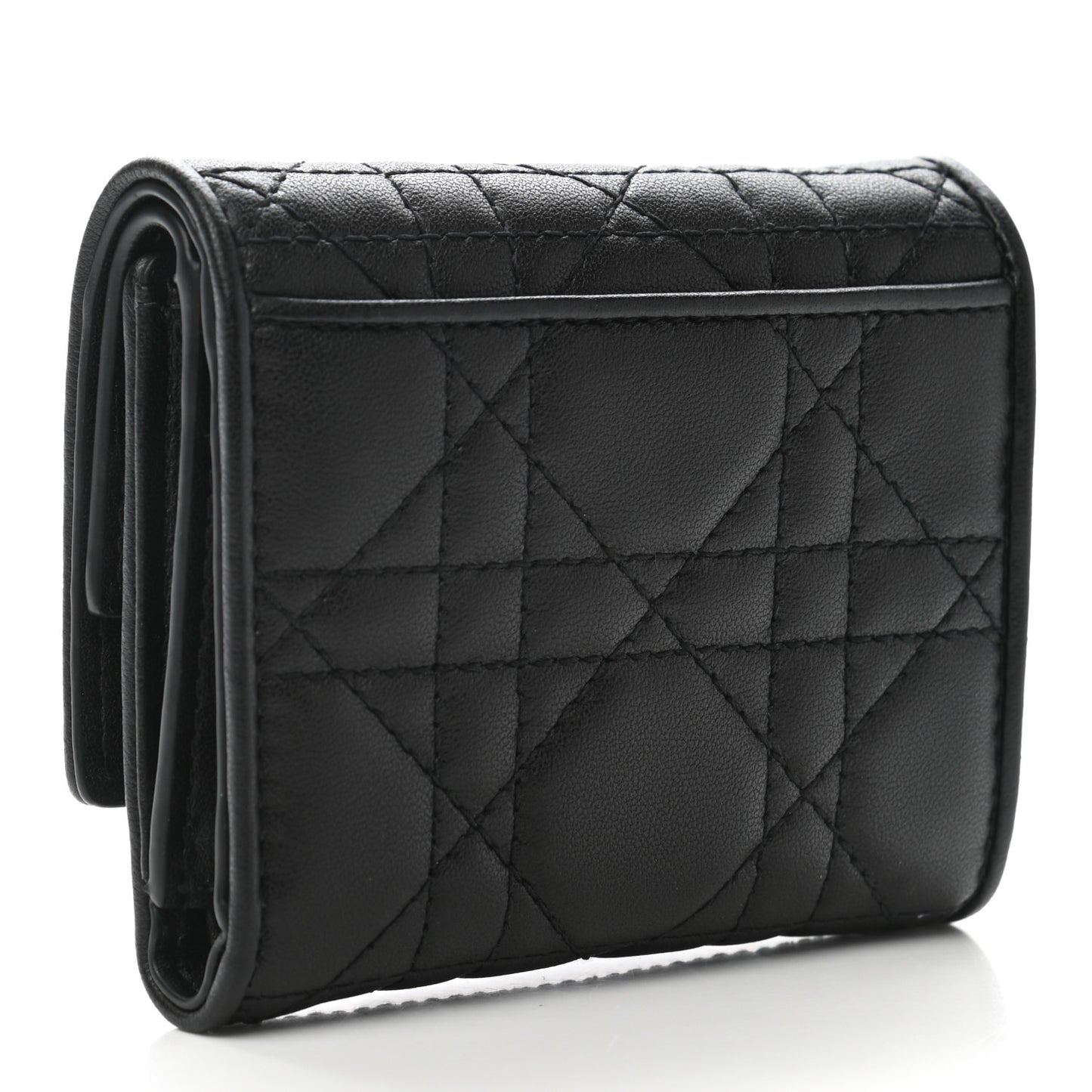 Lambskin Cannage Lady Dior Lotus Wallet Black