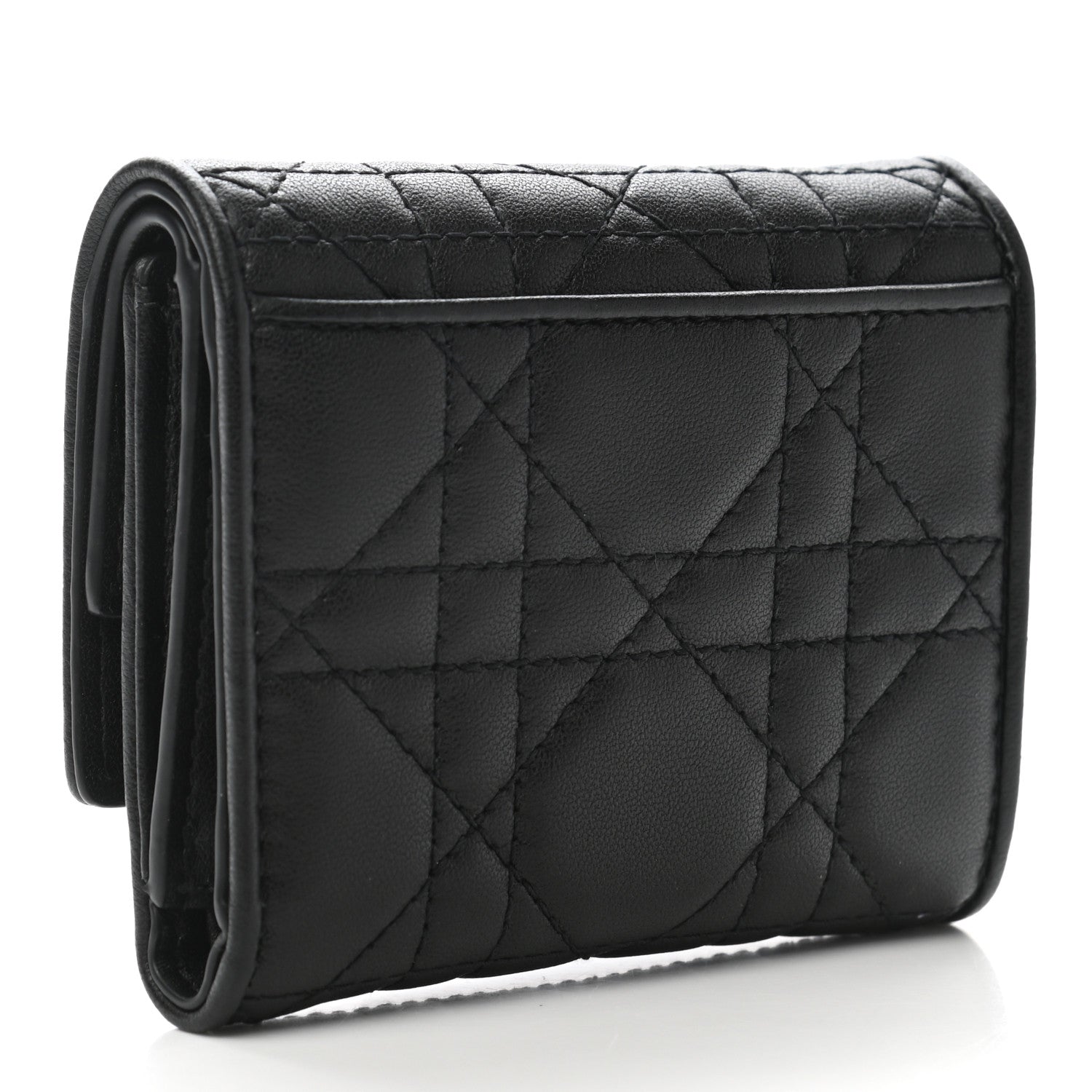 Christian Dior Lambskin Cannage Lady Dior Lotus Wallet Black 3 of 8