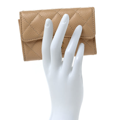 Chanel Caviar Quilted Flap Card Holder Wallet Beige 2 of 8