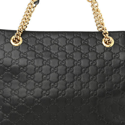 Gucci Guccissima Signature Medium Shoulder Tote Bag Black 8 of 10