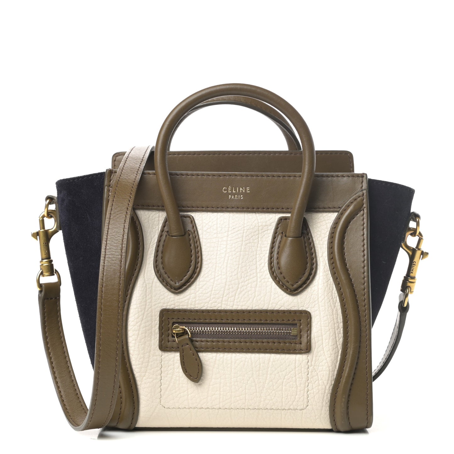 Calfskin Suede Nano Tri-Color Luggage Cream
