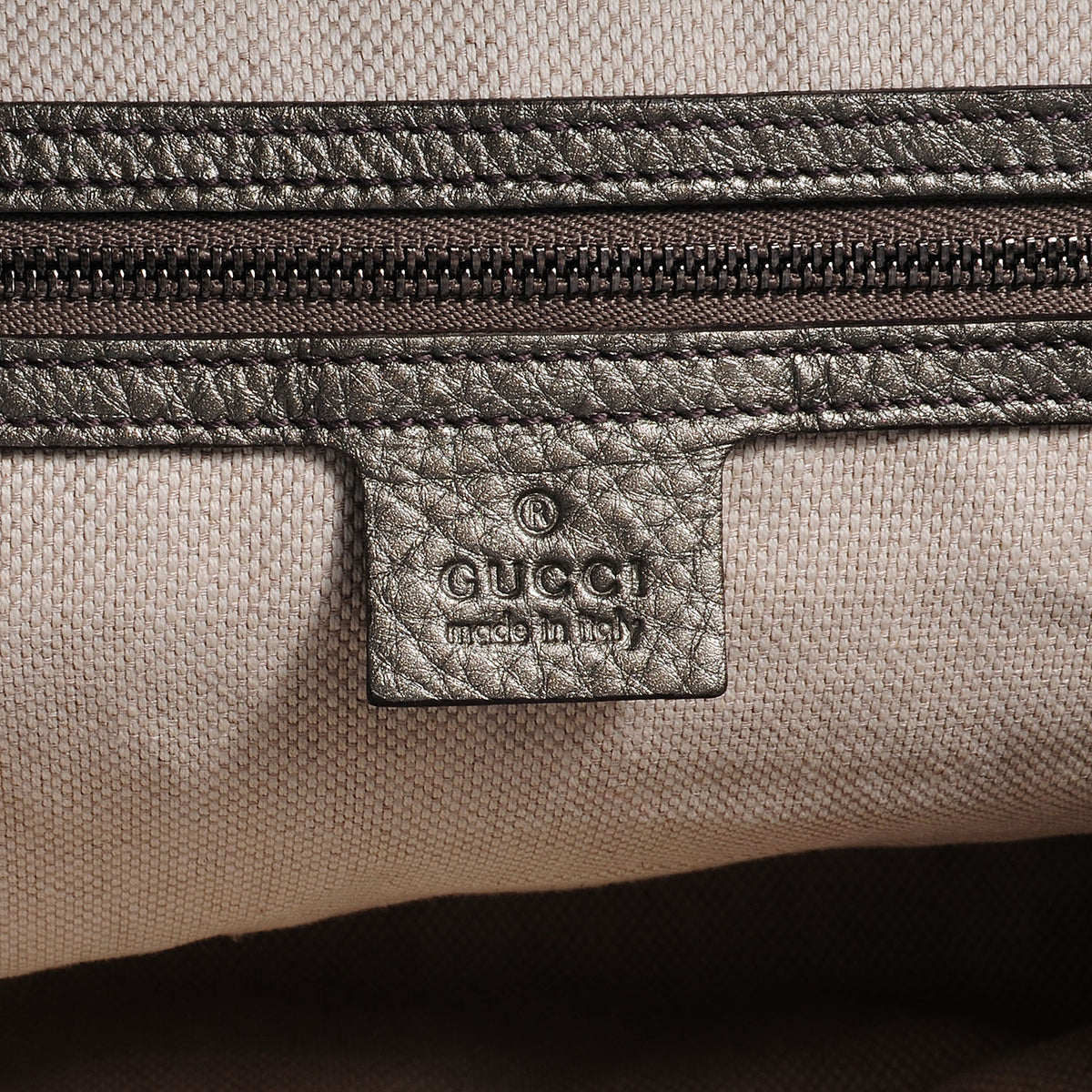 Gucci Metallic Pebbled Calfskin Medium Soho Shoulder Bag Sasso 6 of 7