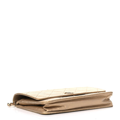 Chanel Metallic Aged Calfskin Quilted Wallet On Chain WOC Gold 3 of 7